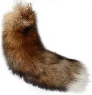 [Wedhapy] Fox Tail Fake Tail 15.75inch Animal Tail Shaggy Faux Fur Tail Realistic Fox Tail Keychain Decorative Therian Tail for Handbag Backpack Cosplay, Silver