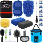Autodeco 22Pcs Car Wash Cleaning Tools Kit Detailing Set w/ Canvas Bag