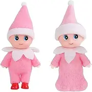 JHBEMAXS Mini Baby Elft Set Kindness Twins Craft Tiny Babies Doll Shelf Decoration Accessories Toys for Girls Boys Kids Adults (Pack of 2 Pieces Pink)