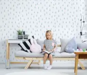 AMAYA Rain Pattern Stencil, Scandinavian Nursery Wall Decor, Hand drawn Raindrop