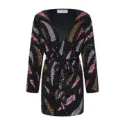 OneTeaspoon NWT 70's Delusion Hand Beaded Wrap Mini Dress Black/Multi Med $599
