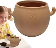 Ceramic Flower Pot - Decorative Plant Pots,Home Decoration Smiling Face Planter for Garden Balcony Bonsai Yard Men Desk Workplace Courtyard Women Indoor Outdoor