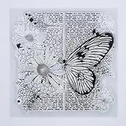 DDOUJOY Butterfly Flowers Background Clear Stamps for Card Making Decoration and DIY Scrapbooking 3042806