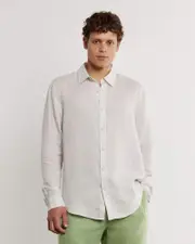 [Jag] Jag Men's Cooper Linen Shirt In Chalk White Size Xs XS White