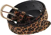 [FOMIYES] Wide Elastic Belt Leopard Print High Waist Girdle Durable Faux PU Adjustable for All Occasions Stylish Waist Decorative Belt for Women Outfits