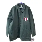 BOSS by I.G. Design Mens XL Vintage Y2K Green Denim Jacket Coat Embroidered NEW