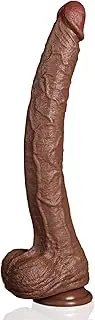 Sex Toys for Women 15 Inch Thrusting Dildo with Body-Safe Material Strong Suction Cup, Soft Lifelike Dildos Adult Toy with Monster Size for Men, Long G-Spot Stimulator with Balls (Wheat)