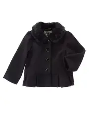 Gymboree CITY KITTY black faux-fur collar jacket size 12-24 months NWT