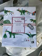 Pottery Barn Kids Holiday Glow In The Dark Dinosaur bed Sheet Set TWIN