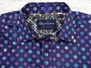 Robert Graham Snow Flakes Printed Mens party Club Tailored Fit Shirt Medium NEW