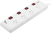 SPB44 DOSS 4 Way Surge Protect Powerboard Individually Switched Circuit Overload Protection Circuit Overload Protection, Individual On/Off Switches