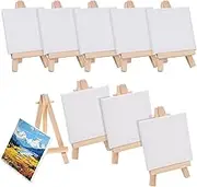Sewroro 12 Sets Mini Canvas Easel Wooden Painting Easels with Blank Art Boards for Easy to Color for Crafts and Art Hobbies Stimulates Imagination and Manual Skills