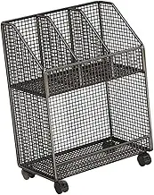 KiBcsLic Movable Bookshelf Book Organizer Open Top Shelf Versatile Holder Multifunctional Study Magazines Holder Bookcase with Wheels, Two Layer, as described