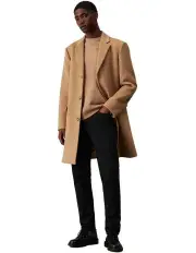 [Calvin Klein] Fine Wool Blend Coat in Natural Khaki