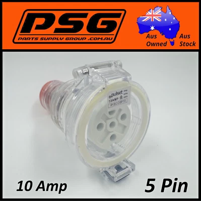 10 AMP 3 Phase 5 Pin Straight Extension Socket Industrial Electrical IP56 IP66