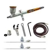Paasche Talon White/Gold Cerakote Coated Dbl Action Grav Feed Airbrush 3AS Set