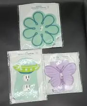 Lot of 3 Decorative Faceplate Covers Light Switches Outlet UFO Flower Butterfly