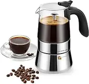 COPOTEA Moka Pot-Portable Stovetop Espresso Maker, Borosilicate Glass & Stainless Steel Percolator Coffee Maker 6 Cups (240ml/8.5oz)