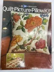 Sew Easy Quilt Picture Pillow Kit Orange Rose 14" X 14" 1981 New Sealed