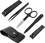 Small Travel Manicure Set for Men and Women, Professional Nail Care Set for Foot and Fingernails, Nail Set in Modern Case for Men and Women, Nail Clippers Set 2025 (Black)