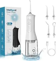 HOOKKI Cordless Water Flosser Portable Water Flosser Rechargeable 300ml with 4 Modes, IPX7 Waterproof, Powerful Dental Flosser for Gum Care, Orthodontic Appliances and Cleaning