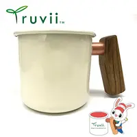 在飛比找PChome24h購物優惠-Truvii 月光白黃連木柄琺瑯杯 400ml