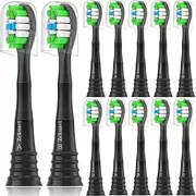 [Zekuavi] Replacement Heads Compatible with Phillips Sonicare Electric Toothbrush, Toothbrush Replacement Brush Head Fits for Philips Sonicare Protective Expert Daily 4100 1100 5100 6100, 12 Pack, Black
