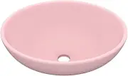 Oval-Shaped Vessel Sink, Bathroom Vessel Sink, Oval Bathroom Sink, Ceramic Vessel Sink Basin, Bathroom Sinks Above Counter, Counter top Sink, Matt Pink 40x33 cm