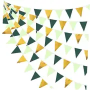 32Ft Dark Green and Gold Decorations Olive Green and Gold Triangle Flag Fabric