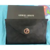 在飛比找蝦皮購物優惠-Armani beauty 全新經典復古黑 皮革手拿包