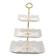 3 Tier Porcelain Cupcake Stand, Tiered Serving Cake Stand, Square A-White