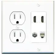 1 Port COAX 2 HD PHONE Wall Plate-Tamper Proof White