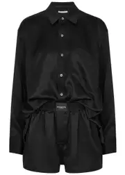 Alexanderwang.t Logo Silk-satin Playsuit - Black XS (UK6 / XS)