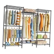 T08 Heavy Duty Clothes Rack Portable Closet Wardrobe, Freestanding 3 Rows-T08