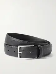 [Anderson's] Anderson's - Ostrich-effect Leather Belt - Black - 70 70 Black