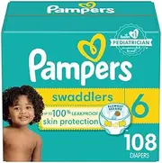 Pampers Diapers Size 6, 108 Count - Swaddlers Disposable Baby Diapers, One Month Supply