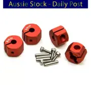 Red RC Car Wheel Hex Nut 12mm Hub Adaptor 1/10 4WD SCX10 Drive 9mm 4pcs
