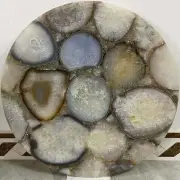 15"x15" Natural White Agate Coffee Table Top Agate Sofa Center Kitchen Table Top