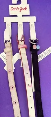 NWT Cat & Jack Girls' 3 Pk Belts Pink , Black & White XL 35”L SALE!