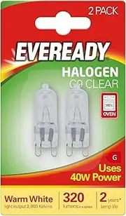 Eveready 40W 240V Halogen G9 Capsule Clear, 2pk - S819