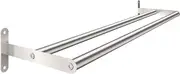 Double Towel Bar, 24 Inch Double Towel Racks for Bathroom Wall Mount Heavy Duty Stainless Steel Towel Rail Towel Hanger, Brushed Nickel
