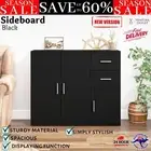 Sideboard Buffet Drawers Kitchen Cabinet Hallway Table Engineered Wood Black NEW