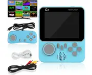 Handheld game console, mini retro game console with 666 classic games, 3.5 inch color screen handheld game console supports TV connection, 2 players (blue)