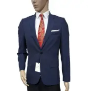 BNWT PS Paul Smith Mens Slim Fit Chambray Check Blazer Navy UK 36R RRP £385