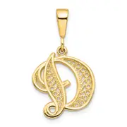 10k Yellow Gold Filigree Initial D Pendant
