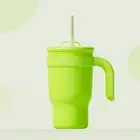 Green 14oz Insulated Tumbler with Handle & Straw - 304 Stainless Steel Car C