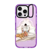 iPhone 16 Pro Impact Ring Stand Case MagSafe Compatible Permission To Rest, Golden Retriever Fashion Illustration Case