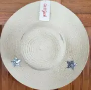 Cat & Jack™ ~ Girls' Star Decorated Brim & Floppy Hat ~ Natural Colored One Size