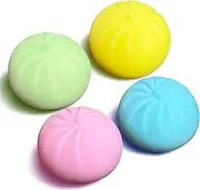 4 PCS Dumpling Stress Balls for Kids Teens Adults, Colorful Dough Sensory Ball Fidget Toys, Bun Squeeze Ball Squishy Toys for Kids Party Favors, Classroom Prizes | Blue, Pink, Green, Yellow
