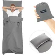 Sleeping Bag Liner Ultra Lightweight Single Sleep Sack Comfortable 220*90CM Grey